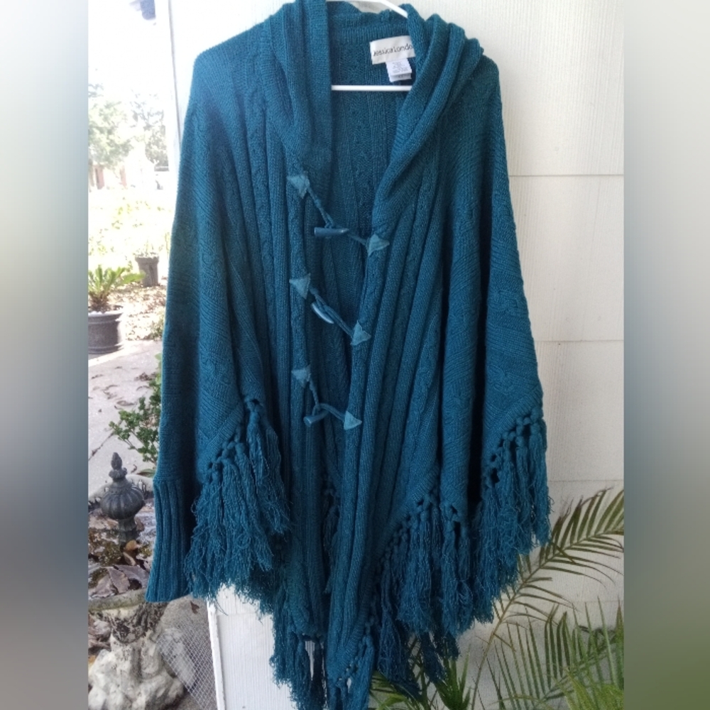 Jessica London poncho with tassels